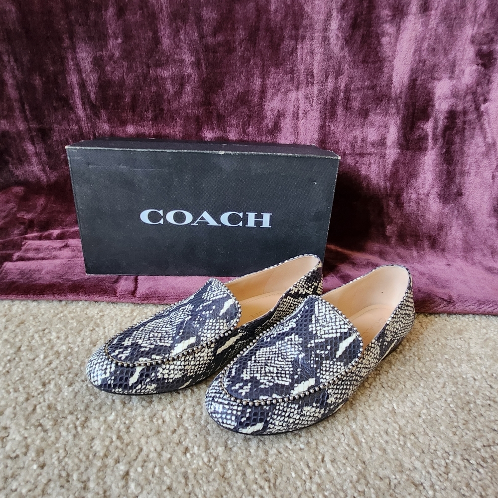 Coach Harper Beadchain Loafers in Snakeskin Size 6.5